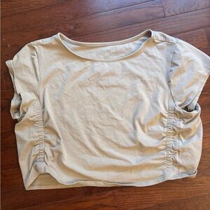 Old Navy Beige Ruched Short Sleeve Tee